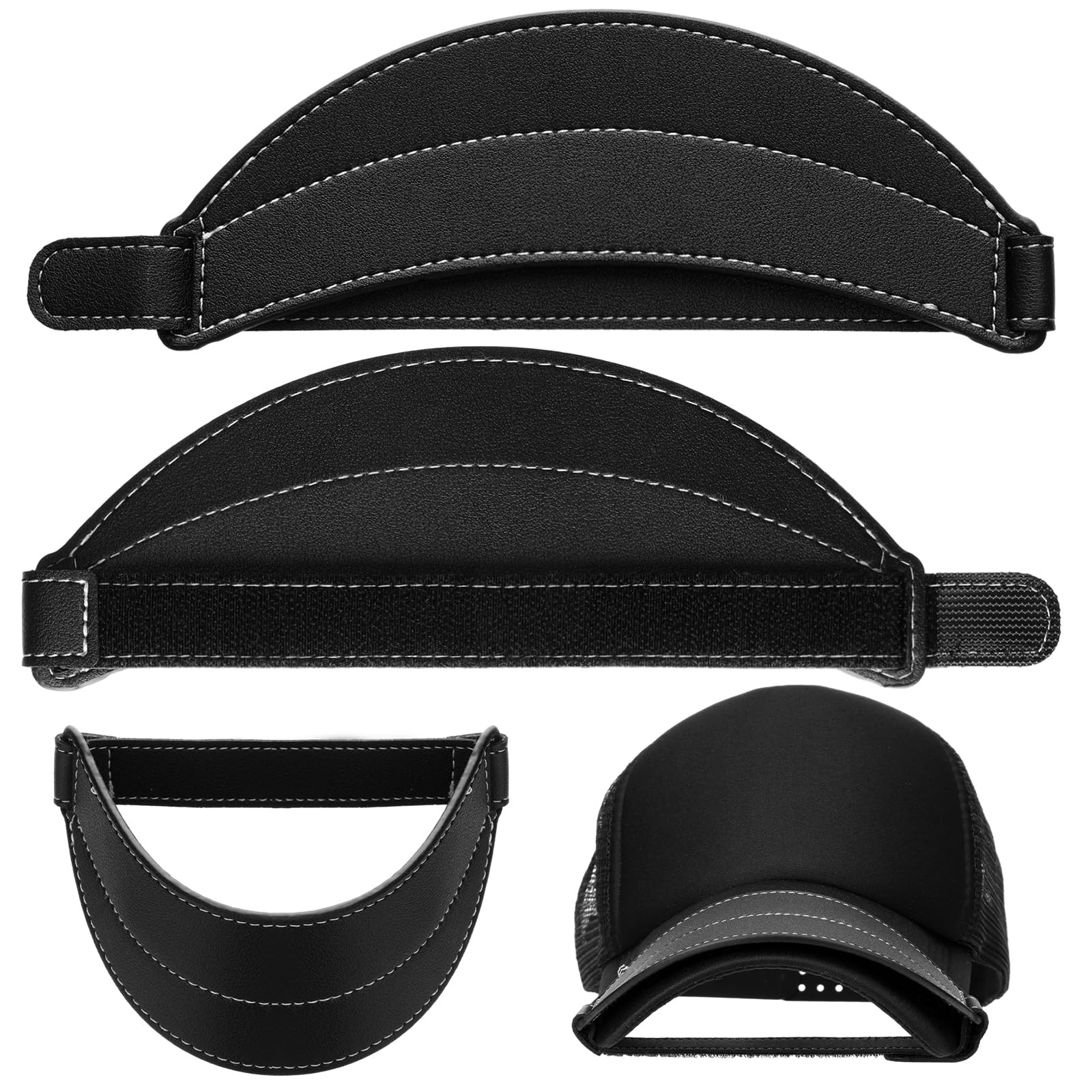 Huhumy 2 Pieces Hat Brim Bender Leather Easy Reusable Hat Bill Bender Fitted Multiple Size Hat Curve Band Tool Shaper for Sun Hat, Trucker Hat, Baseball Caps, Flat Brim Hats