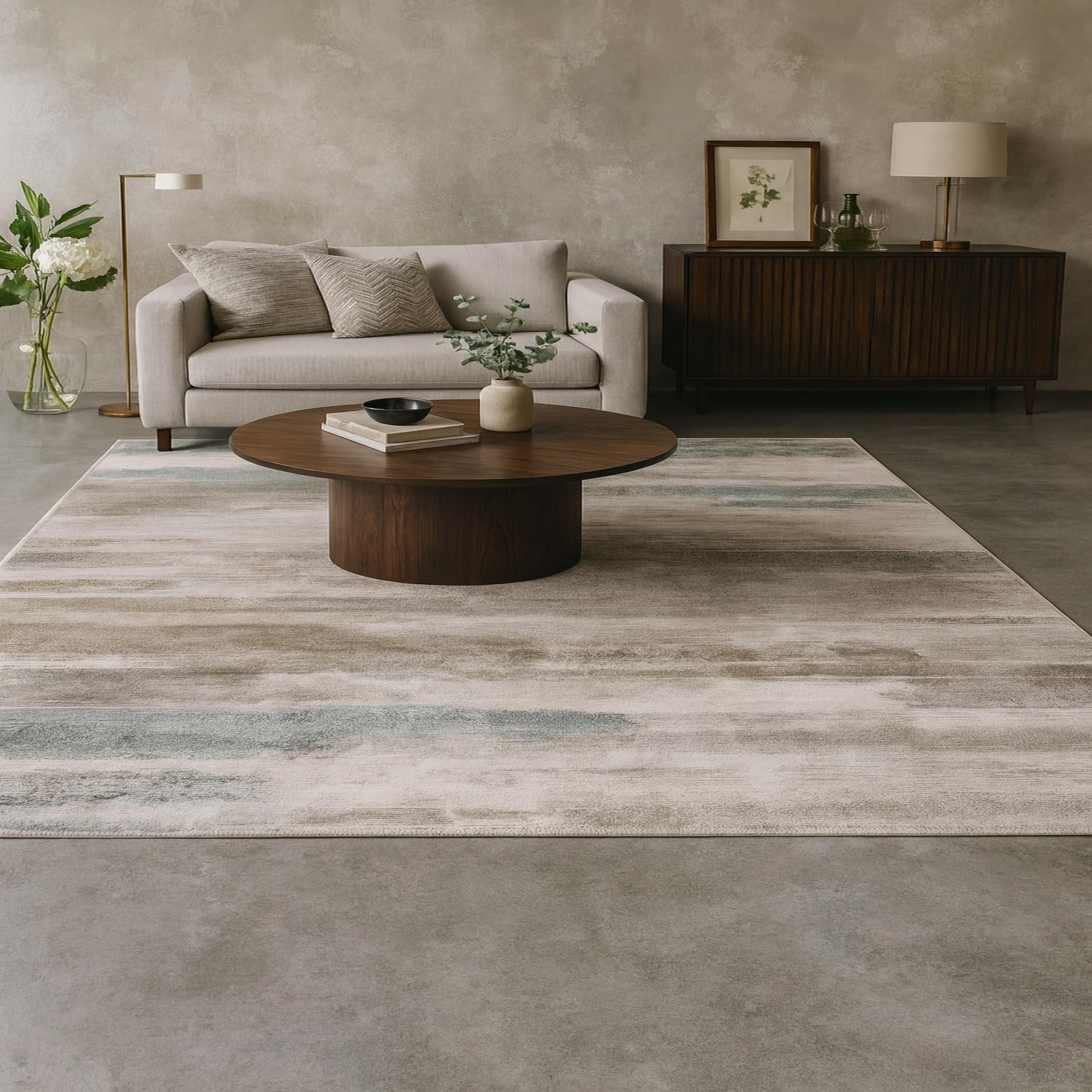 Tapis de chambre doux et moderne 100x160 cm couleur vert gris beige