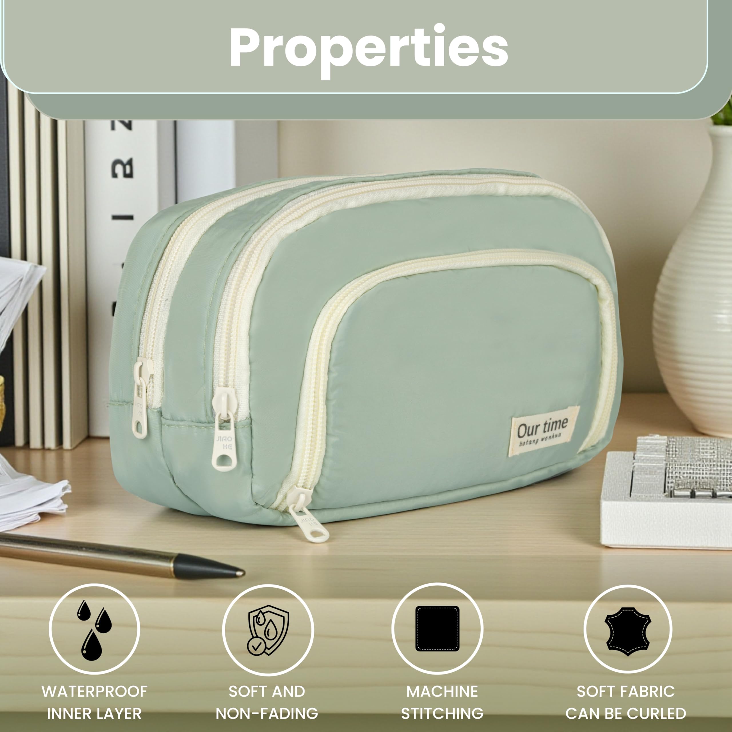 Vizaro Pencil Pouch, 6 Layer with 3 Compartment Canvas for Girls & Boys 4