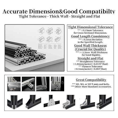 Miniatura 5 de BELLA BAYS 4 unids 15.75 pulgadas 15.748 in 2020 V Ranura de aluminio Perfil de extrusión de aluminio estándar europeo anodizado plata anodizado