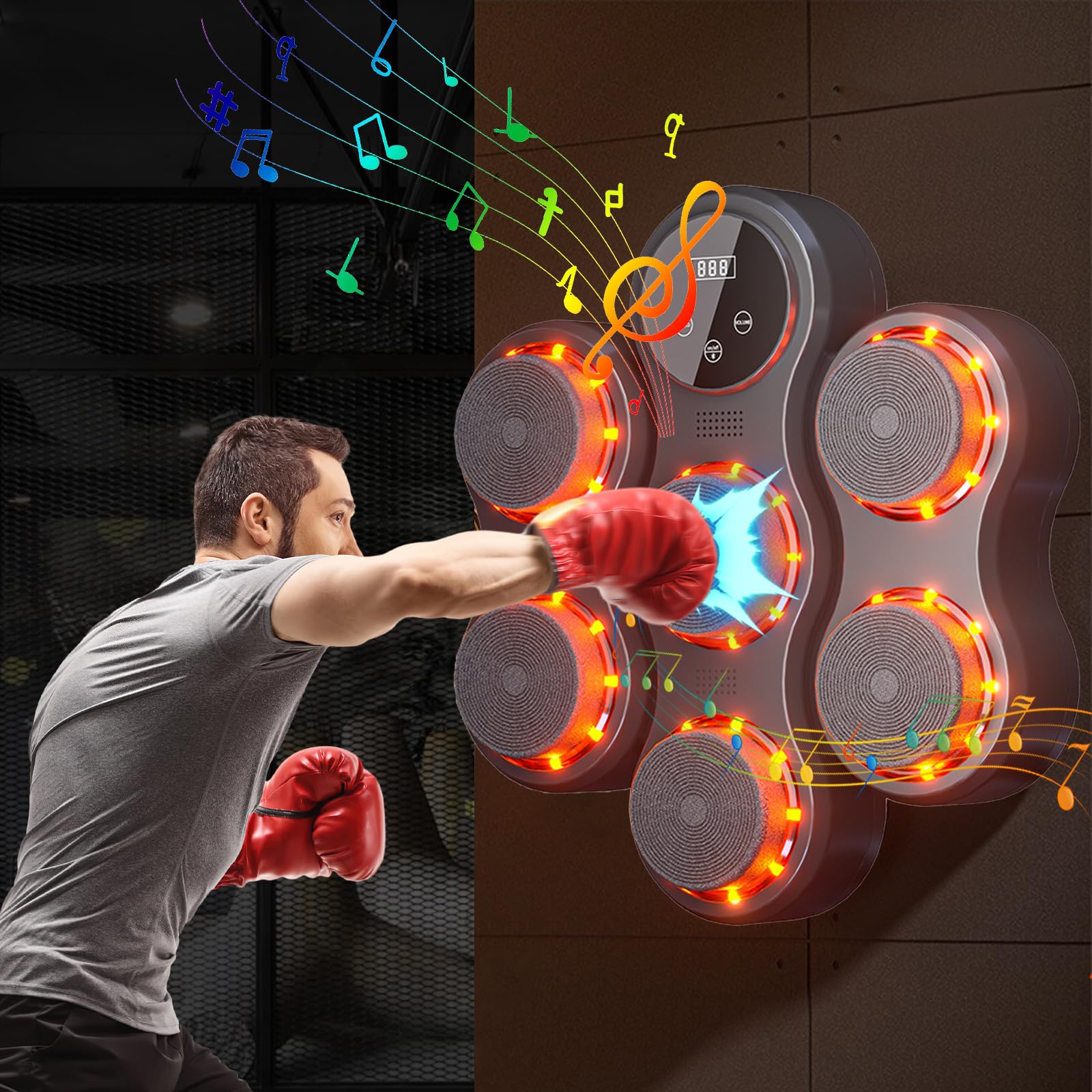 Macchina da boxe musicale con Bluetooth,per bambini e adulti | 9 Velocità,Attrezzature di Allenamento Boxe Intelligente, Parete Altezza di Installazione Regolabile,per Casa in Famiglia