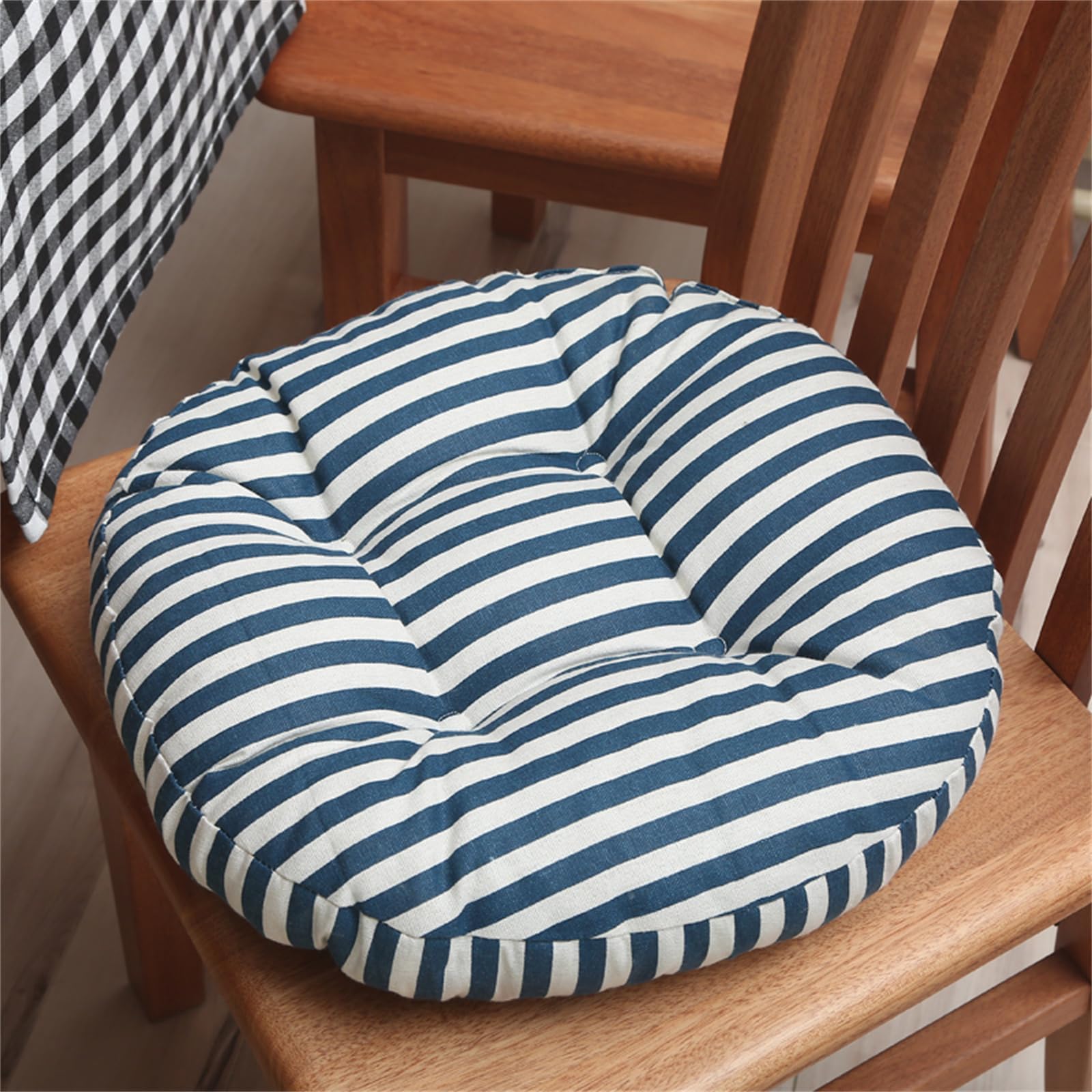 FANSU Cuscini per Sedie da Giardino Rotondi,Stampa Strisce Cuscini per Sedie da Cucina 40cm/45cm/50cm, Cuscini per Sedie Cotone/Cuscini da Sedie Soggiorno/Cuscini Sedie Esterno (45cm,Colore caffè