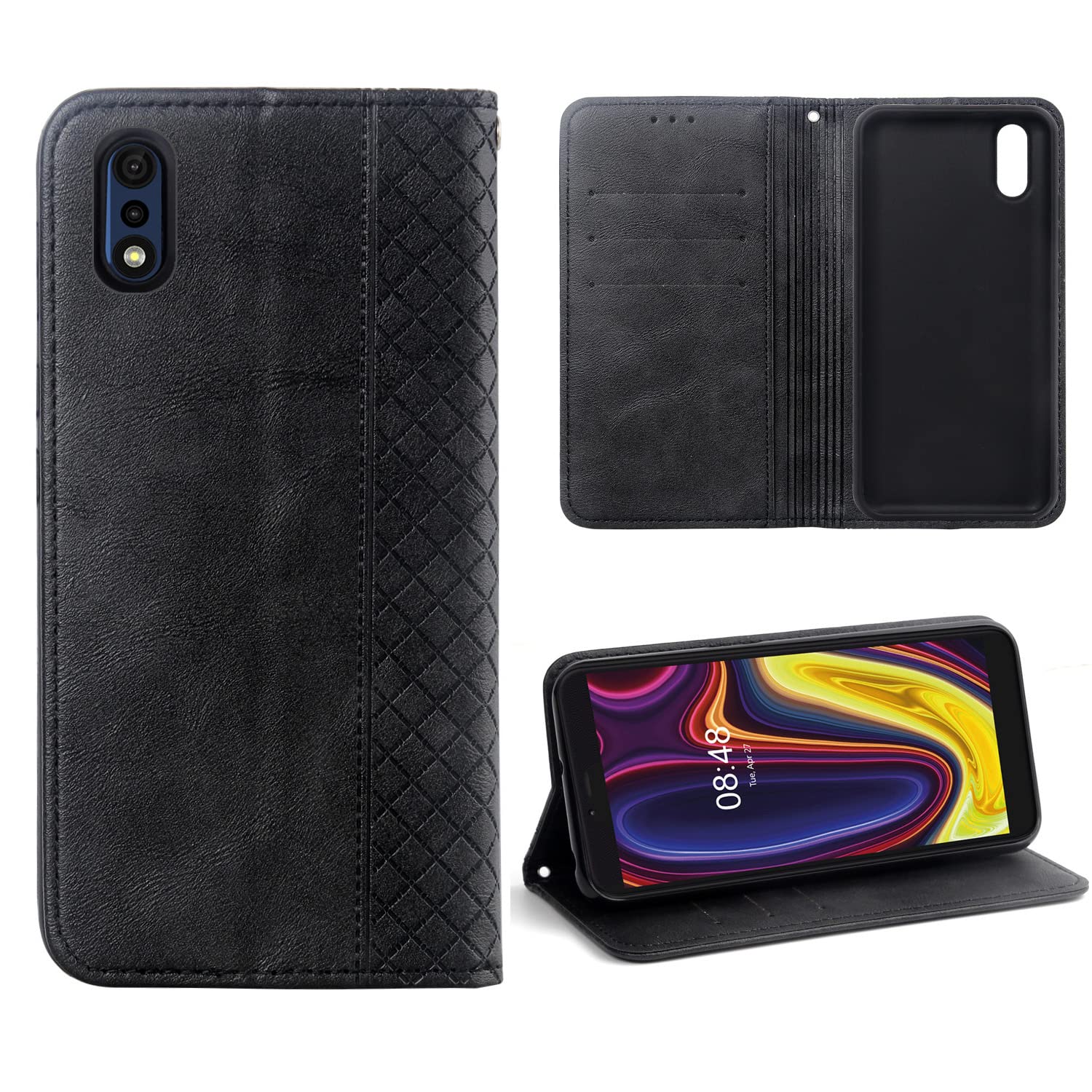 Lankashi Premium Protective Shell Leather Case for IMO Q5 5.5 inch TPU Silicone Protection Phone Cover Magnetic Etui Wallet Case (Black)