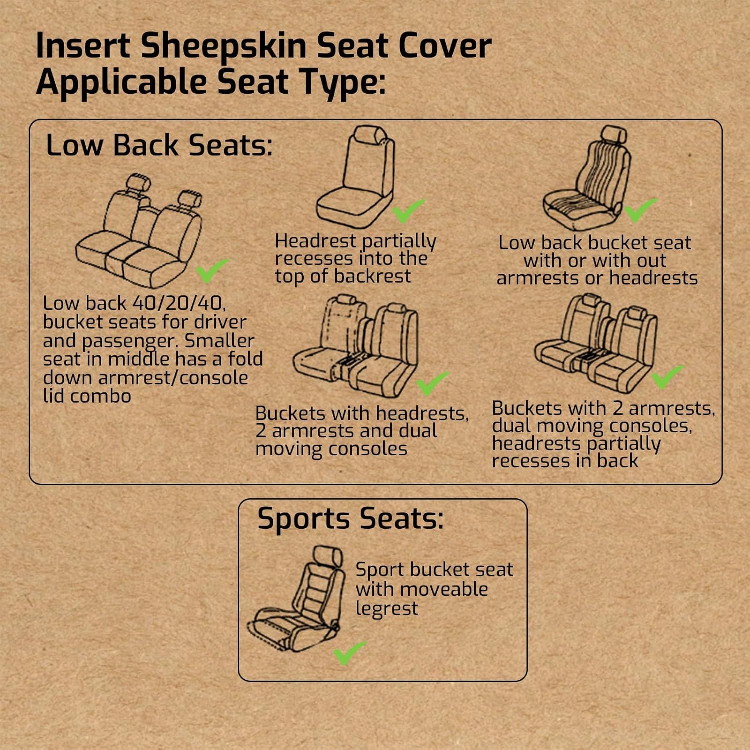 Aegis Cover Sheepskin Seat Covers, Merino Wool Front Car Seat Vest Cover with Nonslip Backing, Super Soft Dense Pelt Fuzzy Interior,Universal Fit for Most Cars, SUVs, Trucks, Sedans 2Pack (Charcoal)