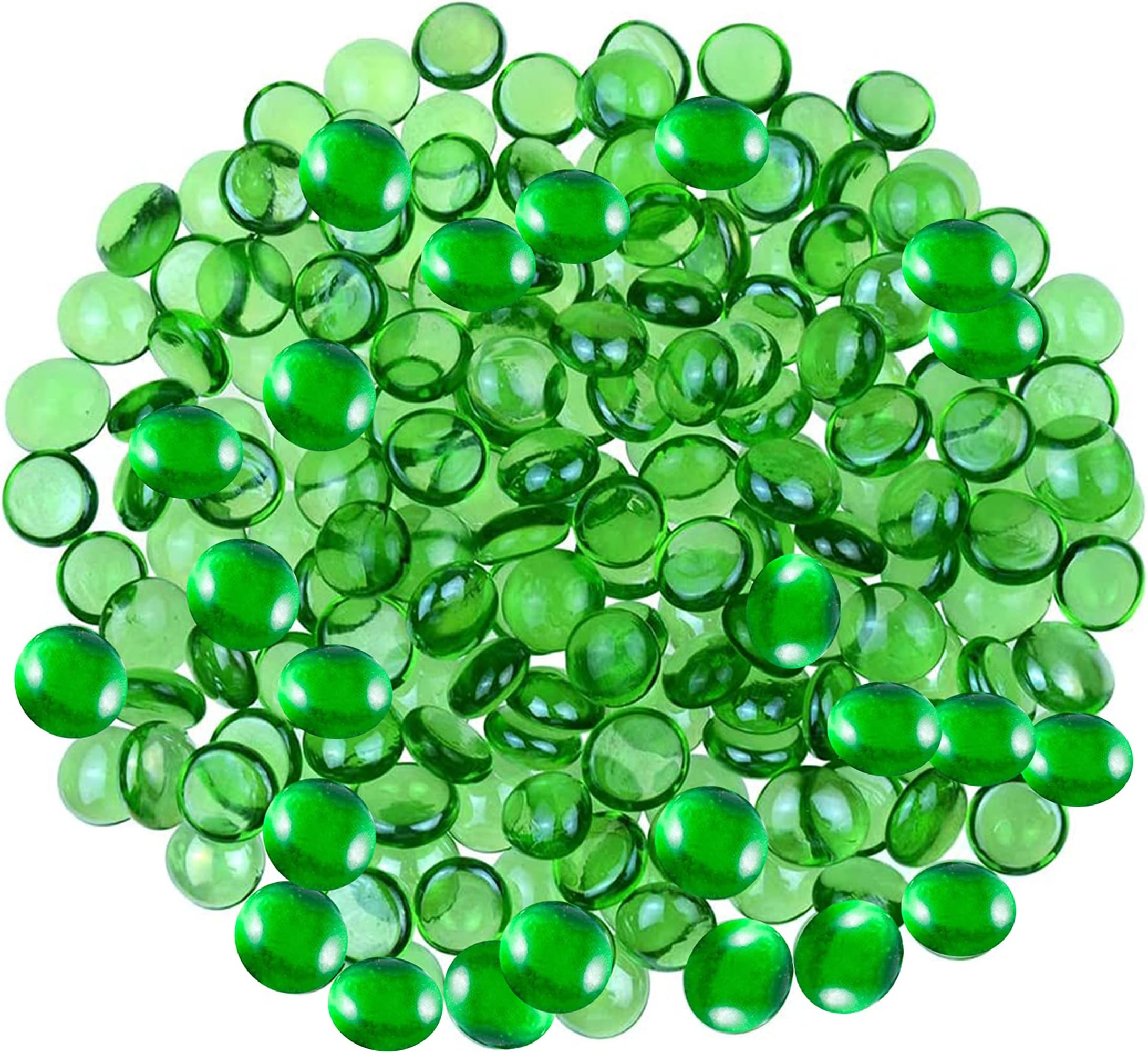 ARSUK Glass Pebbles Decorative Stones Beads Nuggets Gems Mosaic Tiles for Vases Craft Garden Bowls Fish Tank (70-80 Green Pebbles)