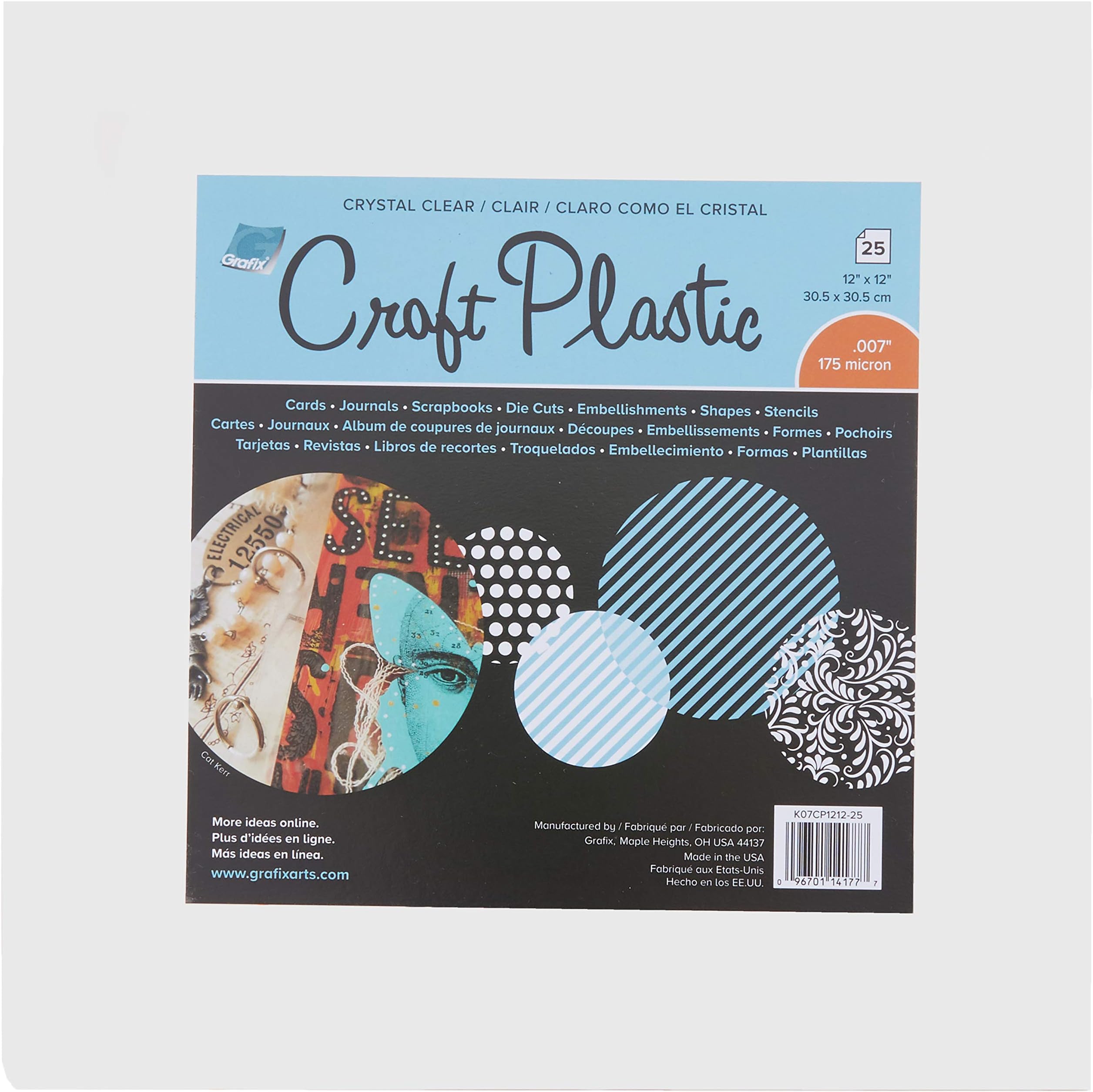 Ultra Clear .007 Plastic, Durable and Archival Film, Perfect for DIY Crafts, Stencils, Journals, Cards, 3D Embellishments, and More, 12" x 12", 25 Pack