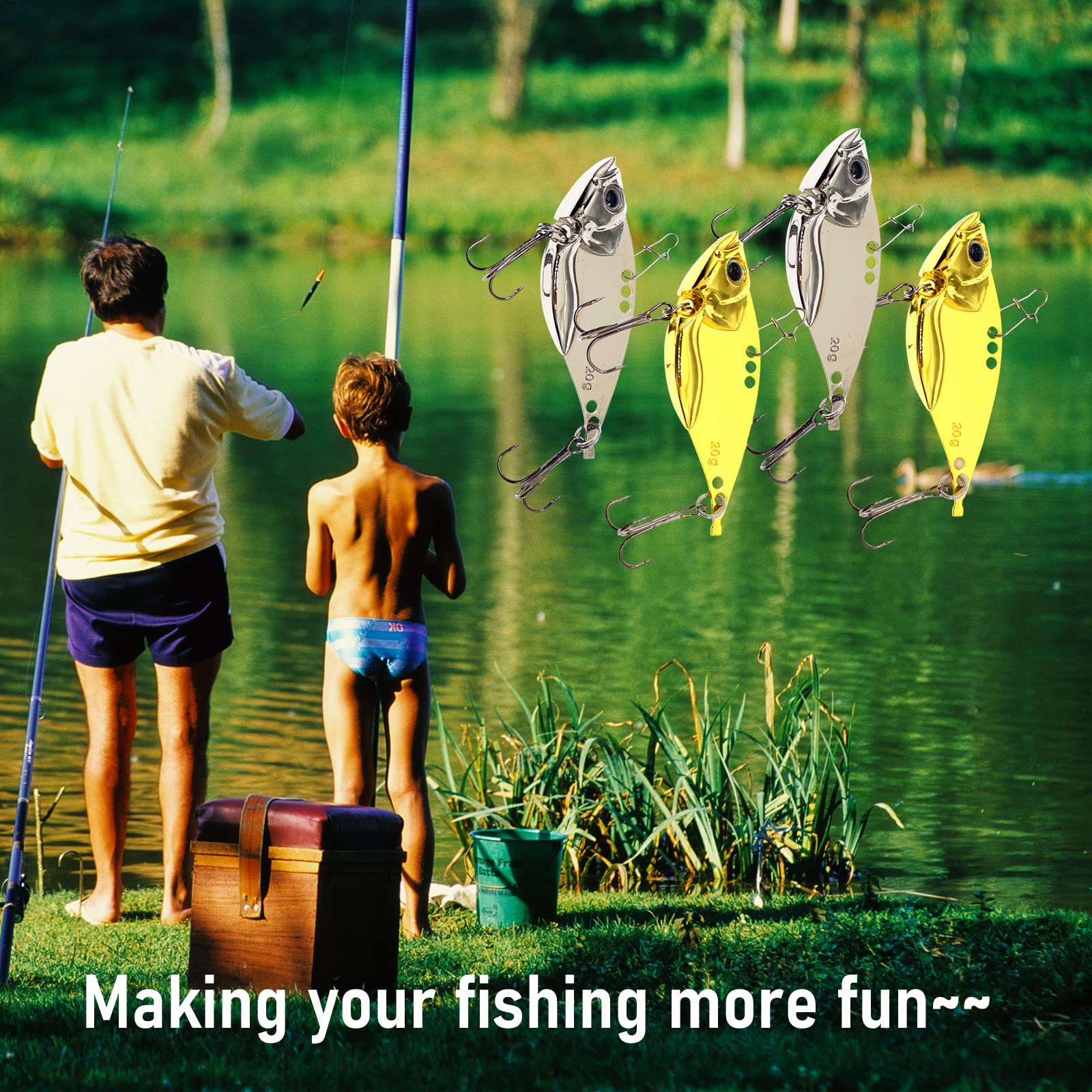 Zsrivk 10PCS Fishing Lures Metal VIB Hard Blade Baits for Bass, Spinner Spoon Metal Fishing Spoon Crankbaits Swimbaits for Trout Walleye Crappie Saltwater Freshwater Blade Bait Fishing