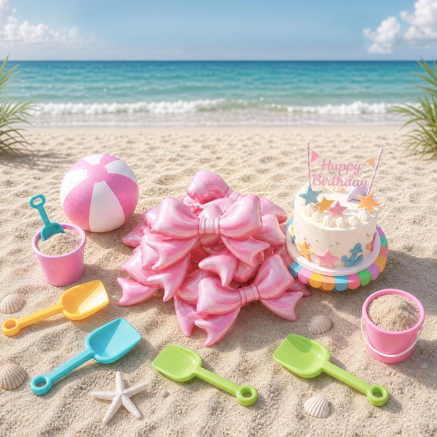 12 Pcs Small Bow Pool Float 7.8 x 6 Inch PVC Cute Pink Inflatable Beach Balls Coquette Theme Birthday Decorations Bow Party Favors for Baby Shower Bachelorette Pool Wedding Party Decor image 4