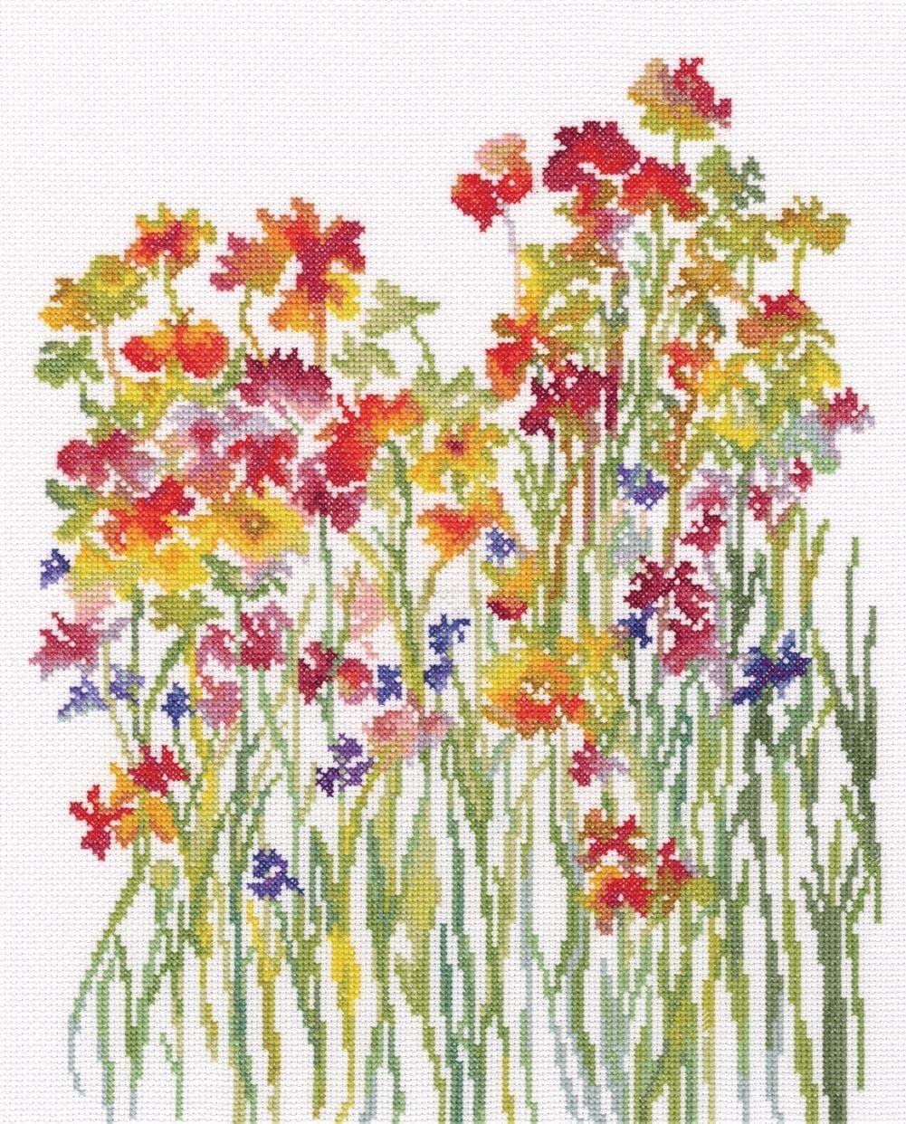 Wizardi Counted Cross Stitch Kit - Flower Watercolour M581 RTO