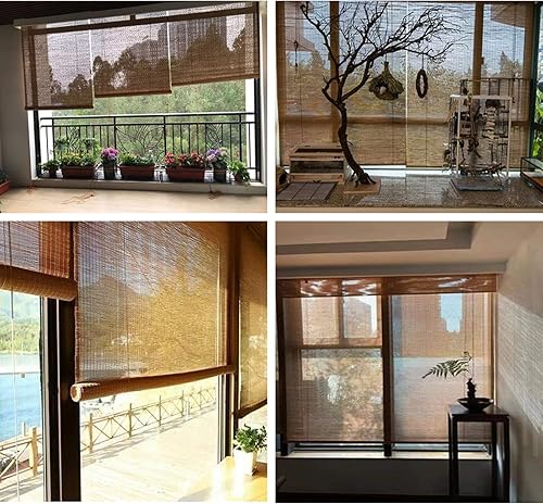 Miniatura 5 de Cortinas enrollables de bambú con protección UV y protección transpirable, para exteriores, cortinas enrollables de bambú, para hotel, restaurante,