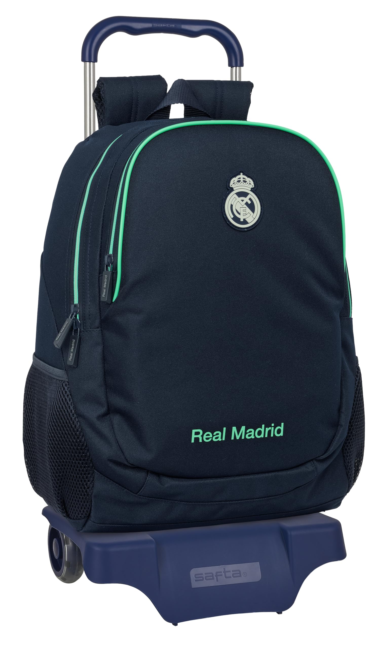 Real Madrid 2ª EQUIPACIÓN 25/26 - Mochila Escolar con Carro, Ideal para Niños de Diferentes Edades, Cómoda y Versátil, Calidad y Resistencia, 33x15x43 cm