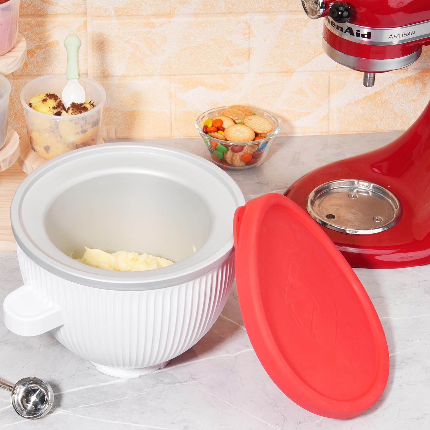 Silicone Lid Compatible with KitchenAid 2-QT Ice Cream Mixer Bowl, Silicone Covers for Kitchenaid Freezer Bowl Accessory, Dishwasher & Freezer Safe (Container Not Included) - Image 7