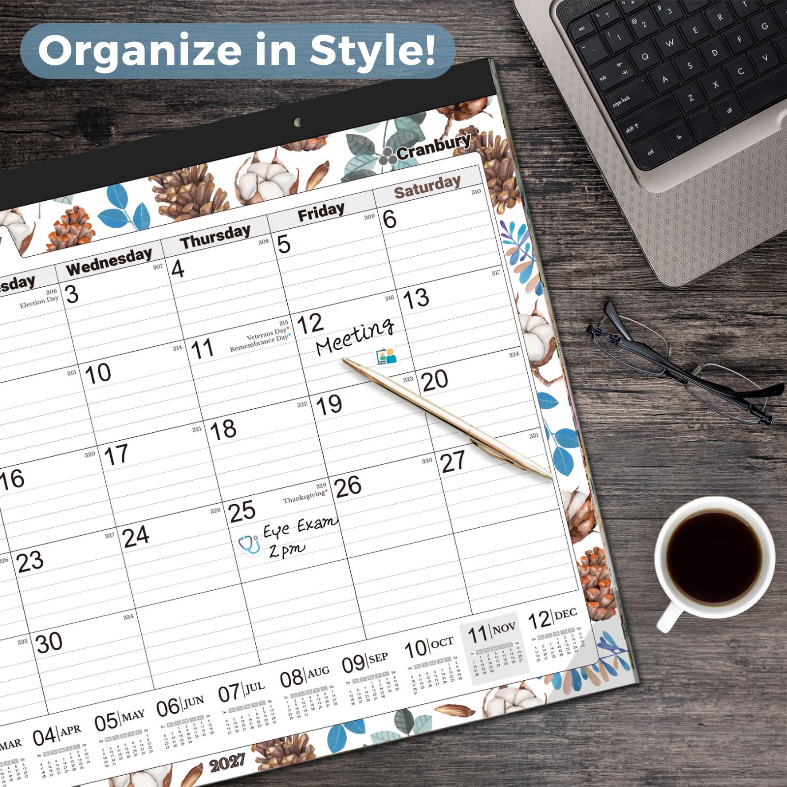 Schreibtischunterlage Kalender Endar mit Stick ers