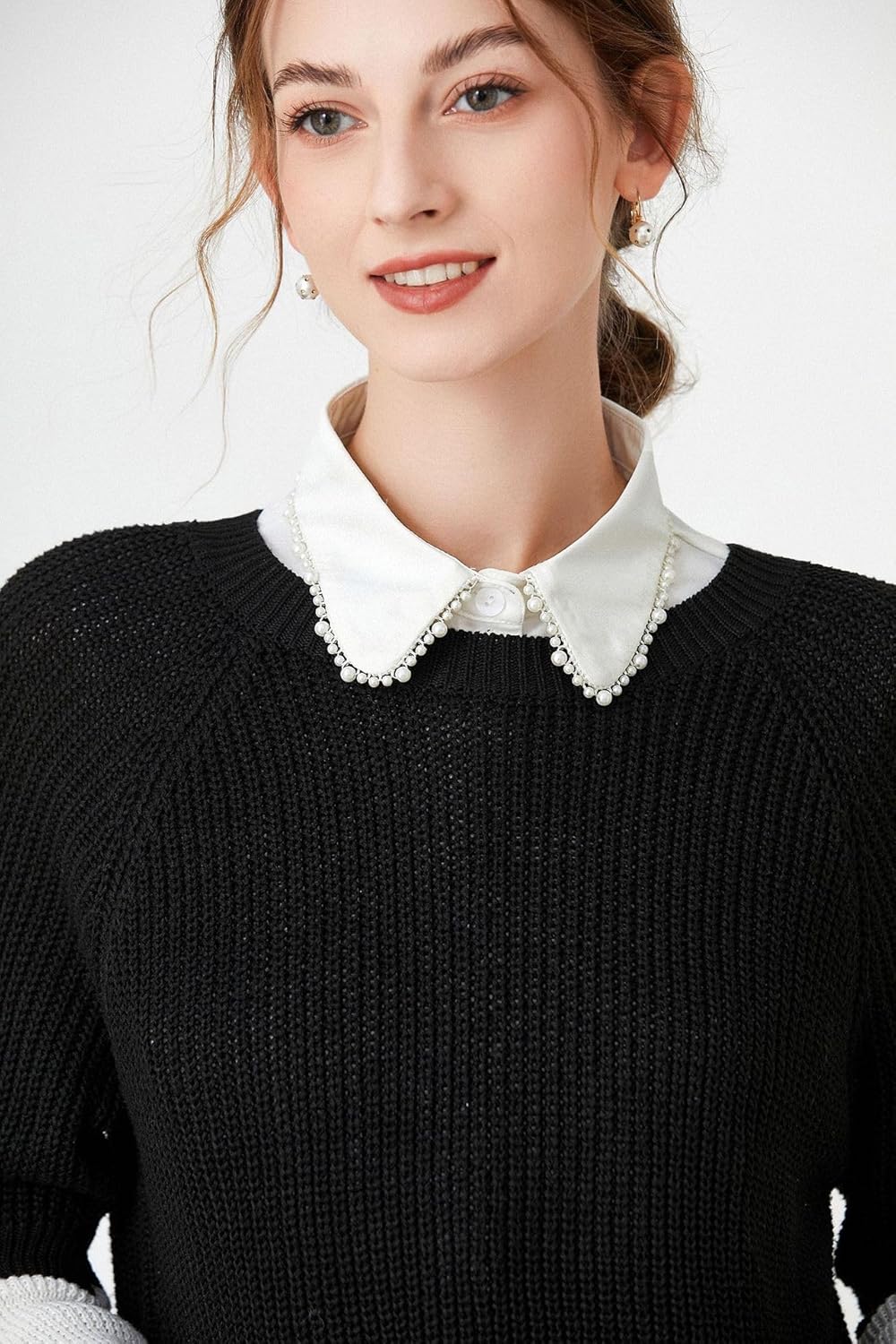 YAKEF Lady Half-Shirt Blouse Detachable Lace Chiffon Fake Collars Dicky Collar Faux Collar - Image 7