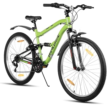 Hiland 26 Inch Full Suspension Men's Women's Mountain Bike 18 Speed MTB Bike Mountain Bike for Men Women Teenagers Black/Blue/Green