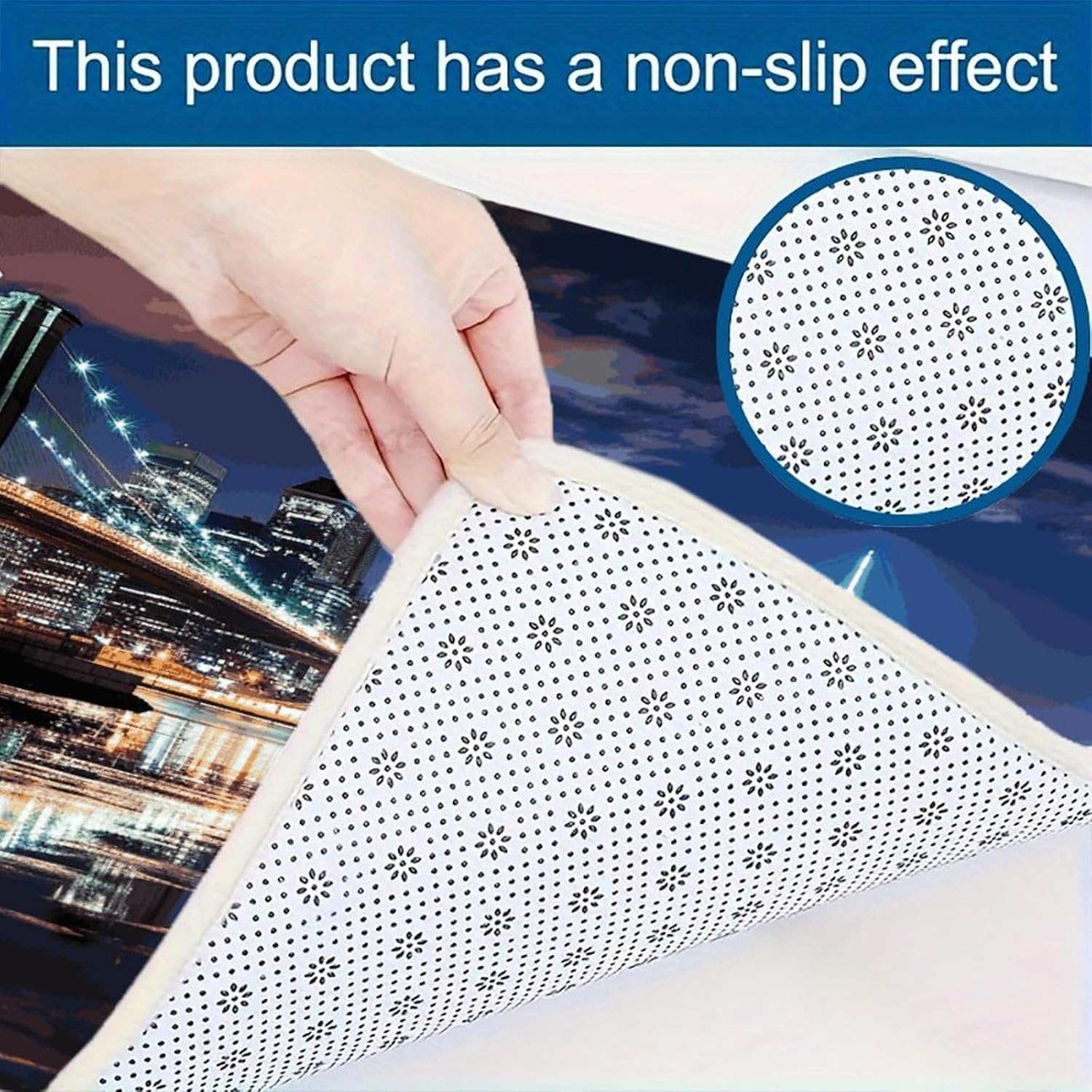 New York Night Kitchen Mats Soft Absorbent Rugs for Floor Non Slip Washable Kitchen Mats Fashion Rectangular Rugs for Three-Piece Set for Laundry Office Home Sink