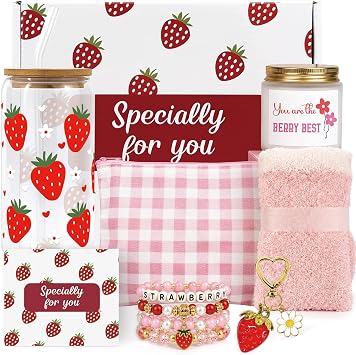 Strawberry Gift Set, 8 PCS Cute Birthday Gifts Box for Women