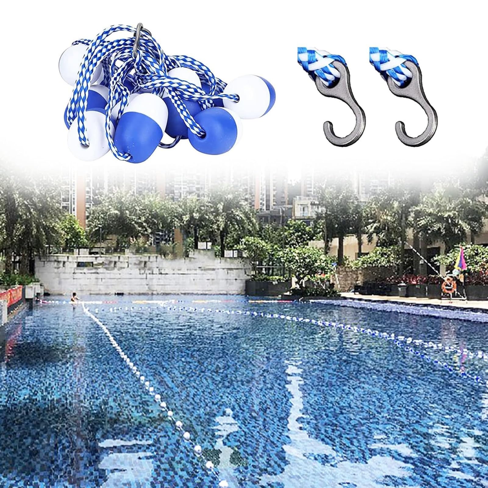 Kit de bouées et cordes flottantes de sécurité pour lignes de marquage pour piscine