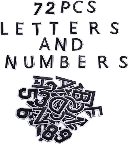 72 parches de letras para planchar con números, parches bordados de letras A-Z números 0-9 para ropa, vestido, sombrero, jeans, accesorios de