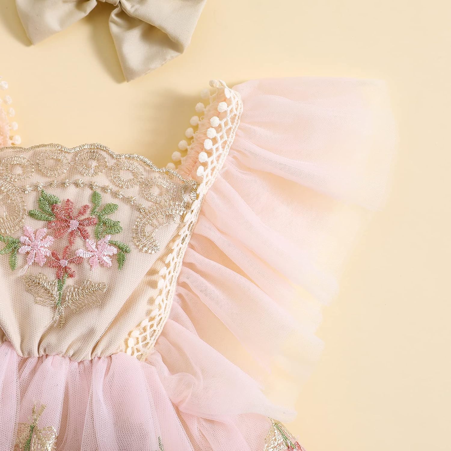 Baby Girl Romper Dress Lace Tulle Tutu Bodysuit Jumpsuit Flowers Embroidery Skirt Infant Girl Spring Summer Clothes