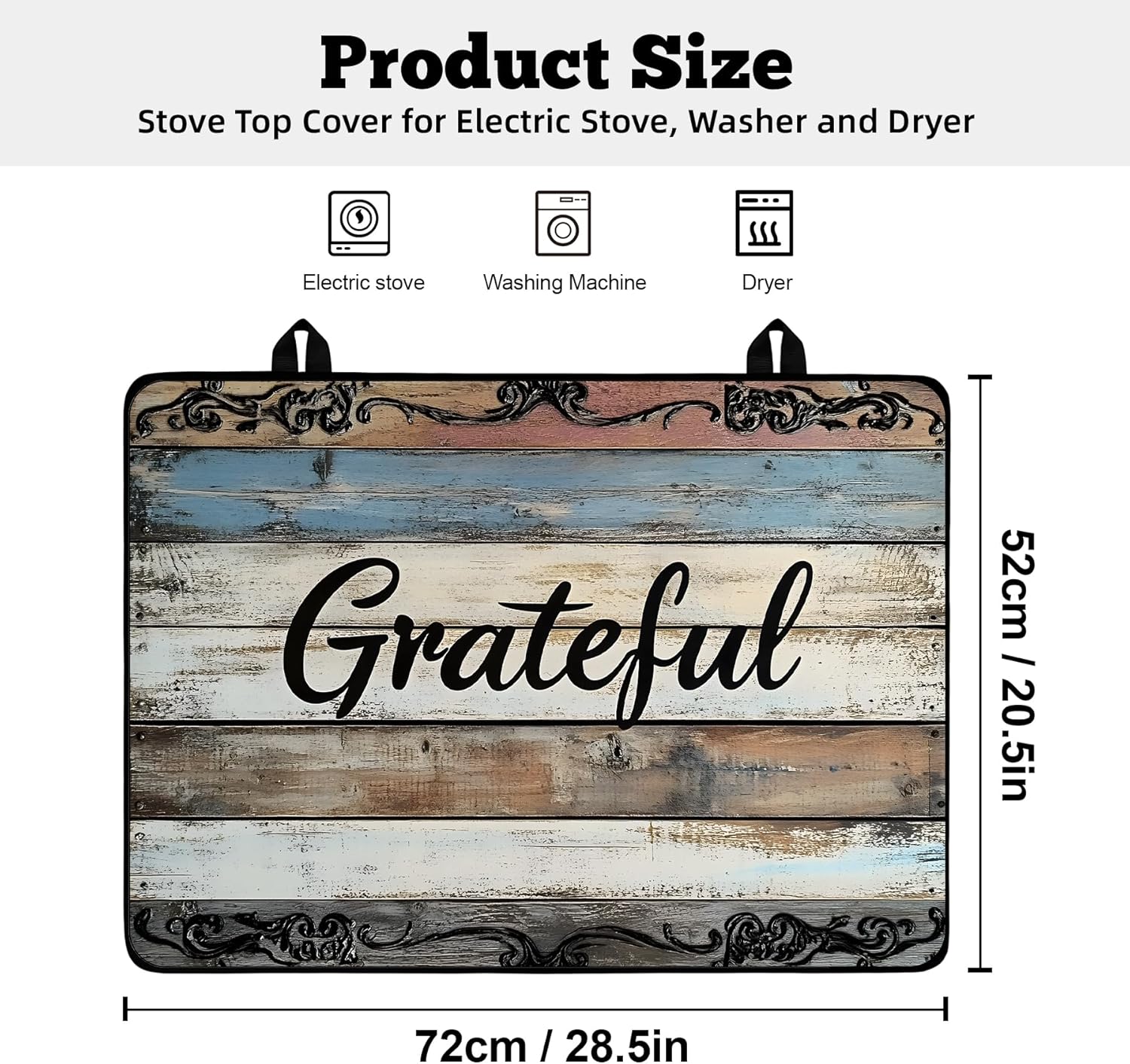 Multi-Design Stove Top Cover for Glass/Electric Stoves - 3-in-1 Heat-Resistant Protector Mat, Non-Slip Drying Rack 28"x20" (Grateful, 28" L x 20" W)