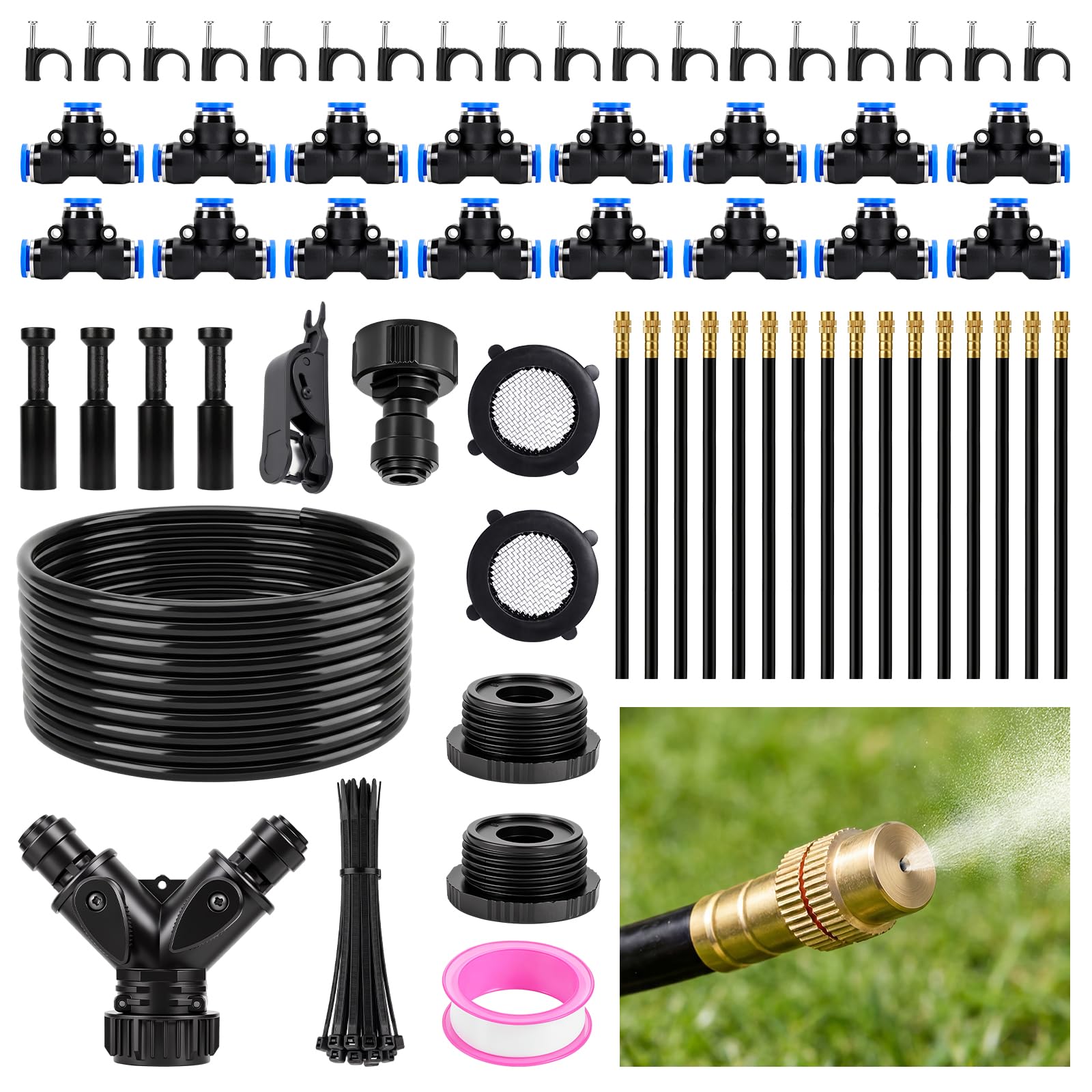 Sistema di irrigazione da giardino, regolabile a 360° Tubo di irrigazione Sistema di irrigazione per balcone Irrigazione delle piante Con 16 ugelli Irrigazione a goccia Irrigazione da