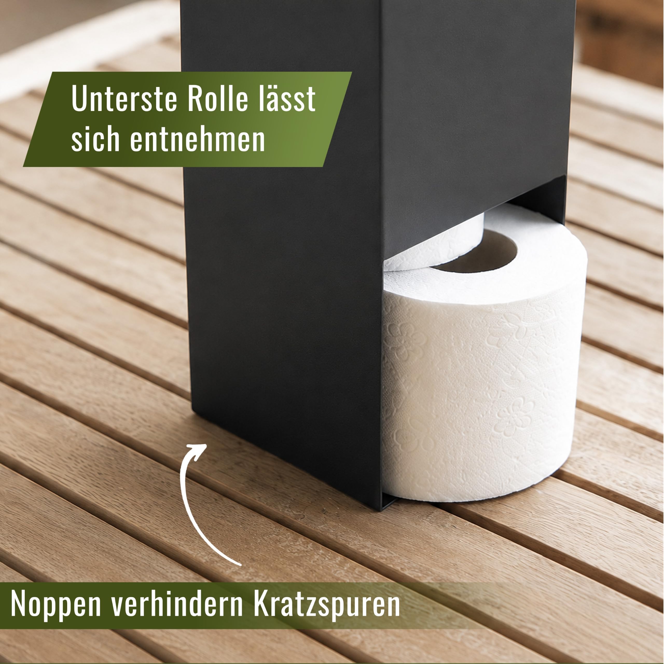Edelstahl Toilettenpapier Aufbewahrung schwarz matt | Klopapierständer aus Edelstahl für 3 Rollen | Ersatzrollenhalter Toilettenpapier | Toilettenpapierständer | Klopapier Aufbewahrung