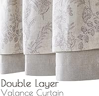 Vista 3 de Lazzzy Cenefa de cocina para ventanas, con aislamiento térmico, cortina opaca con estampado floral, lino sintético, cenefa de cortina para cocina