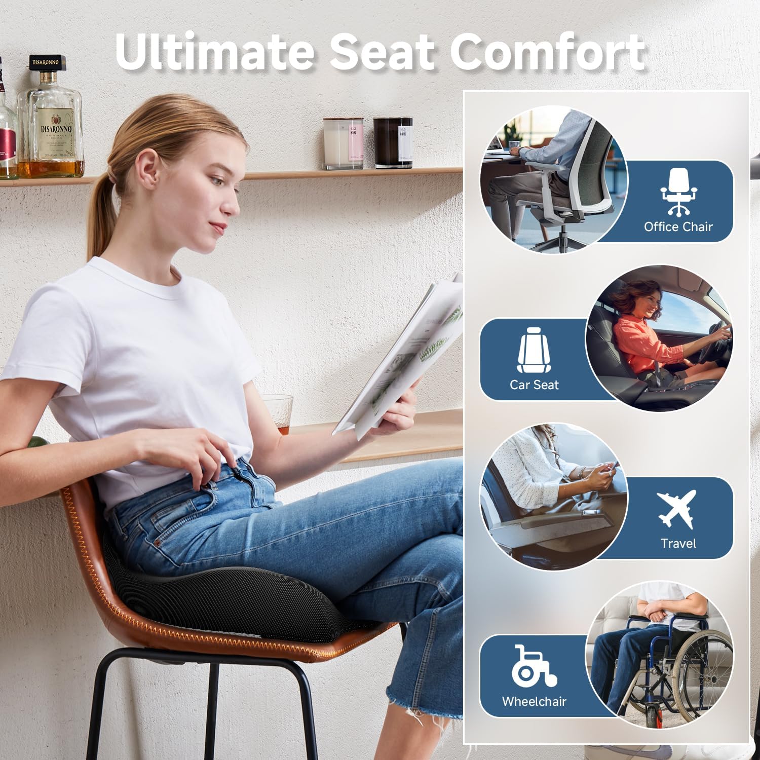 Seat Cushion,Office Chair Memory Cushion, Ergonomic - View #5