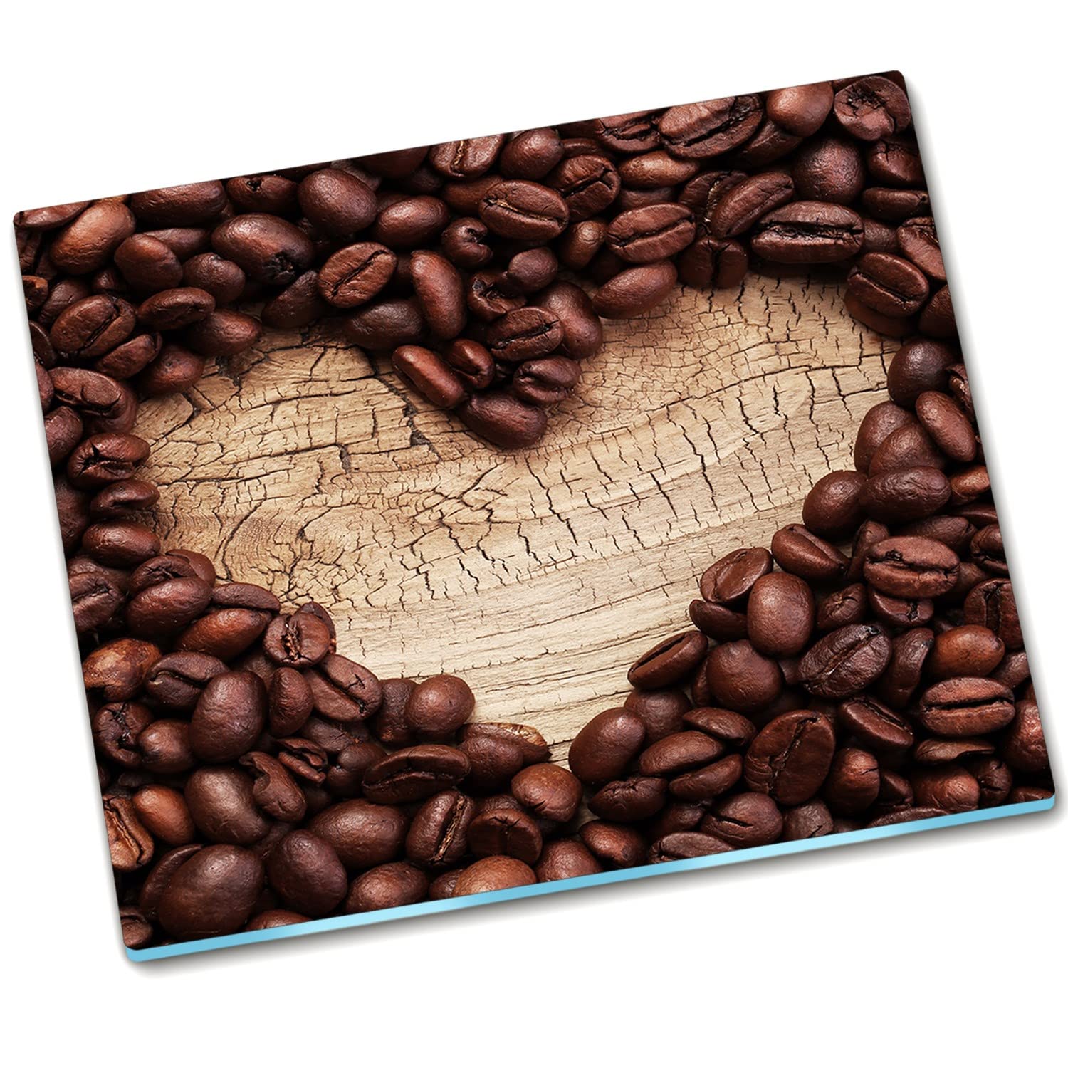 Planches à découper Décormat 60x52 cm en verre durci avec motif grains de café coeur pour cuisine