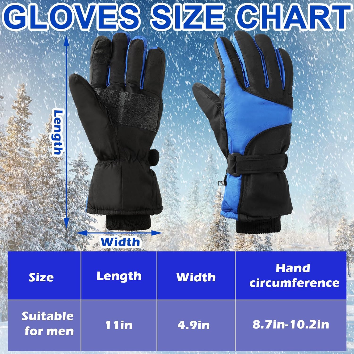 Tarpop 3 Pairs Mens Ski Gloves Winter Warm Women Gloves Adjustable Non Slip Snowboard Snow Waterproof Warm - Image 3