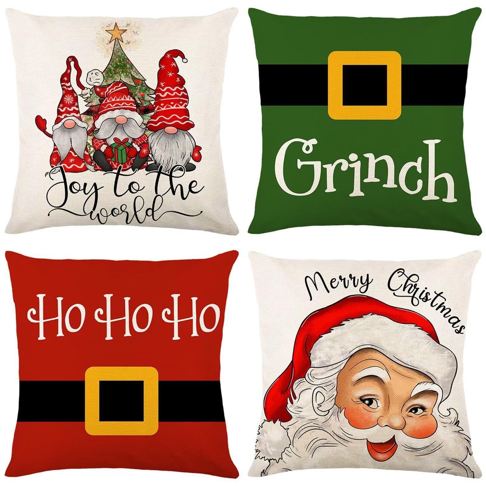 Housse coussin 50x50 Noël en lin premium, parure déco double face de qualité