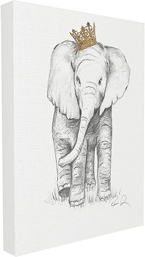 The Stupell Home Decor Collection Elefante Royalty - Lienzo decorativo para pared, 24 x 30 pulgadas, multicolor