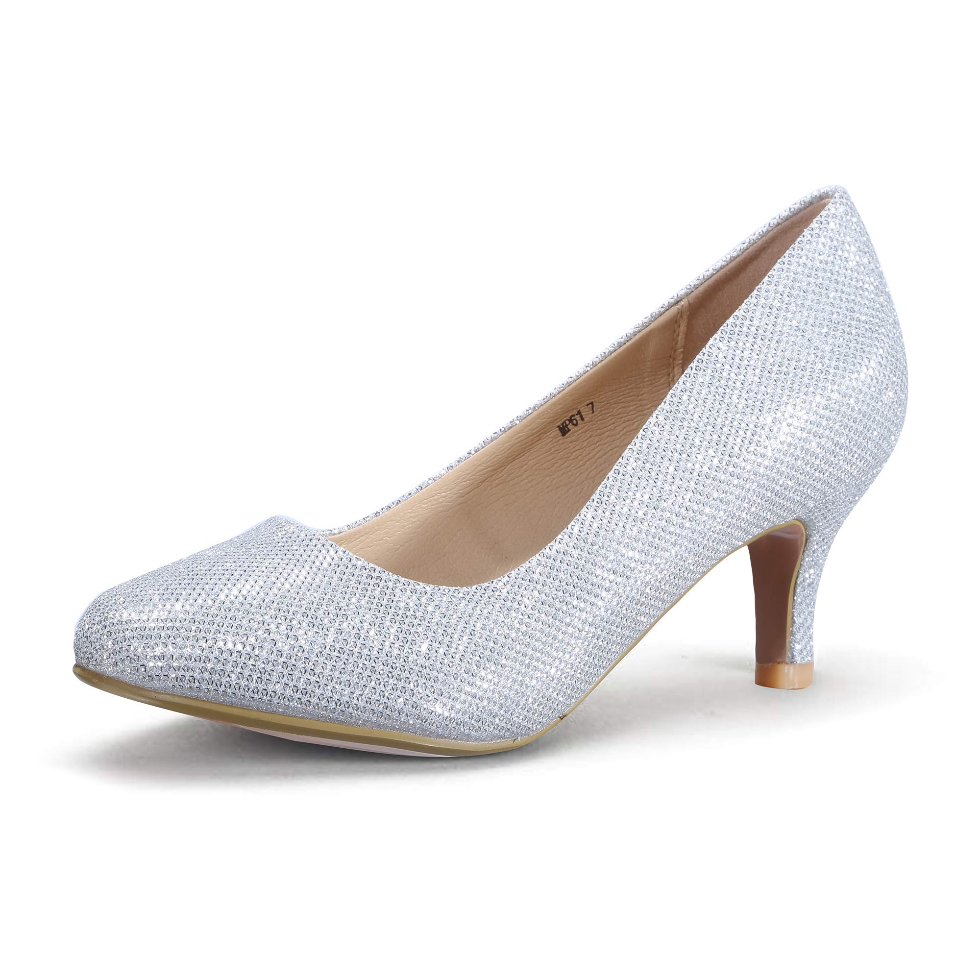 IDIFU Women's Classic Low Heels Dress Pumps 2 Inch Kitten Heel Round Toe Office Wedding Shoes