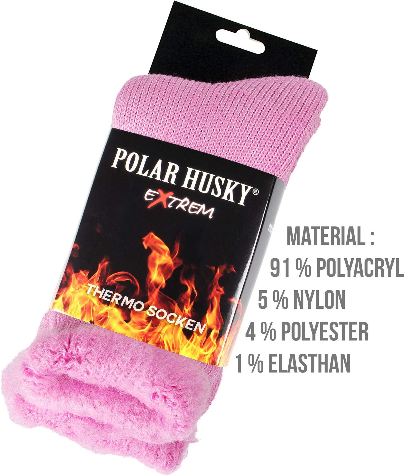 Polar Husky 6 Paar Super Warme Thermo Socken! Vollplüsch/Perfekt geeignet für Stiefel Farbe Extrem/Hot/Rosa Größe 43/46
