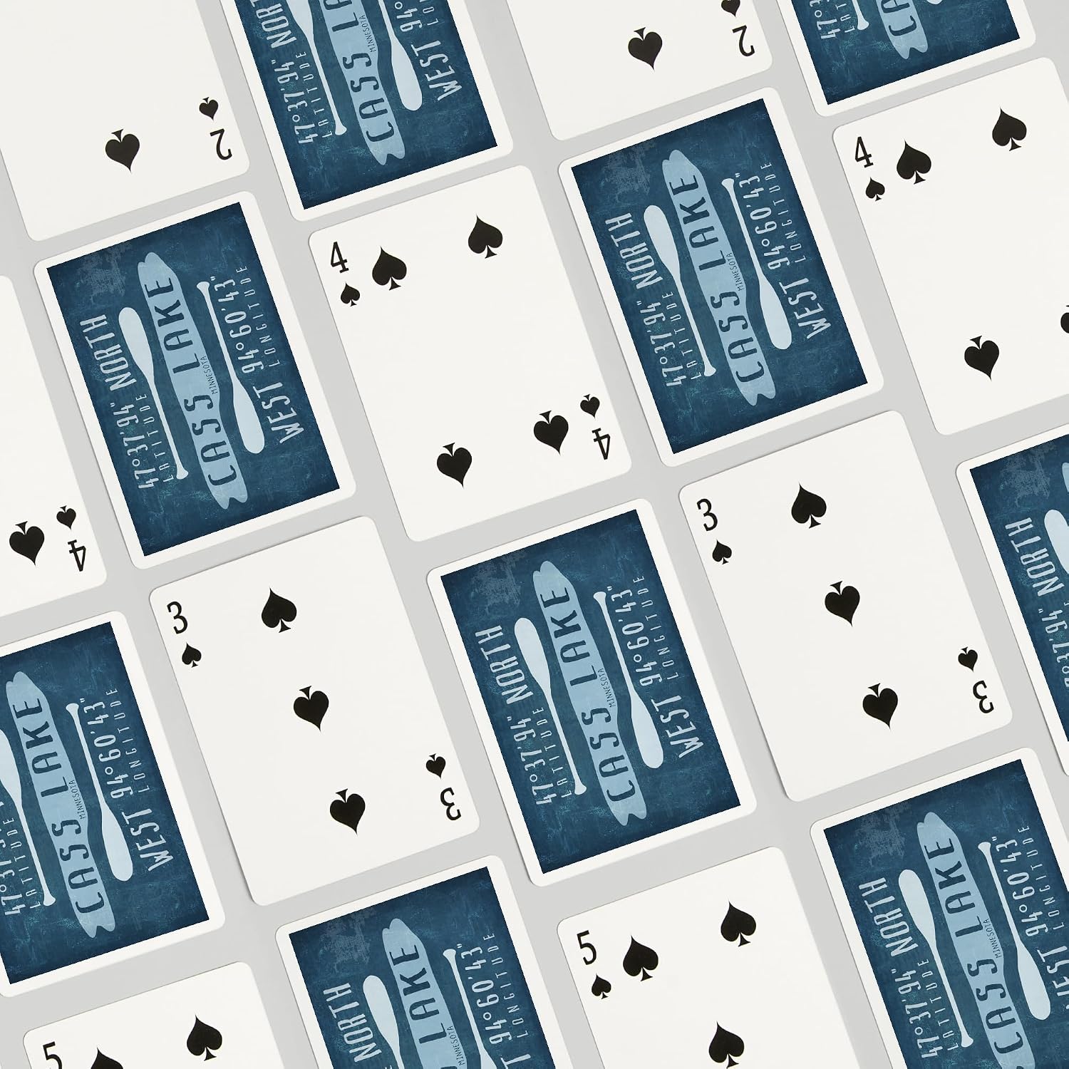 Lantern Press Cass Lake, Minnesota, Lake Essentials, Latitude and Longitude, 52 Playing Cards for Adults, Poker Size Card Deck