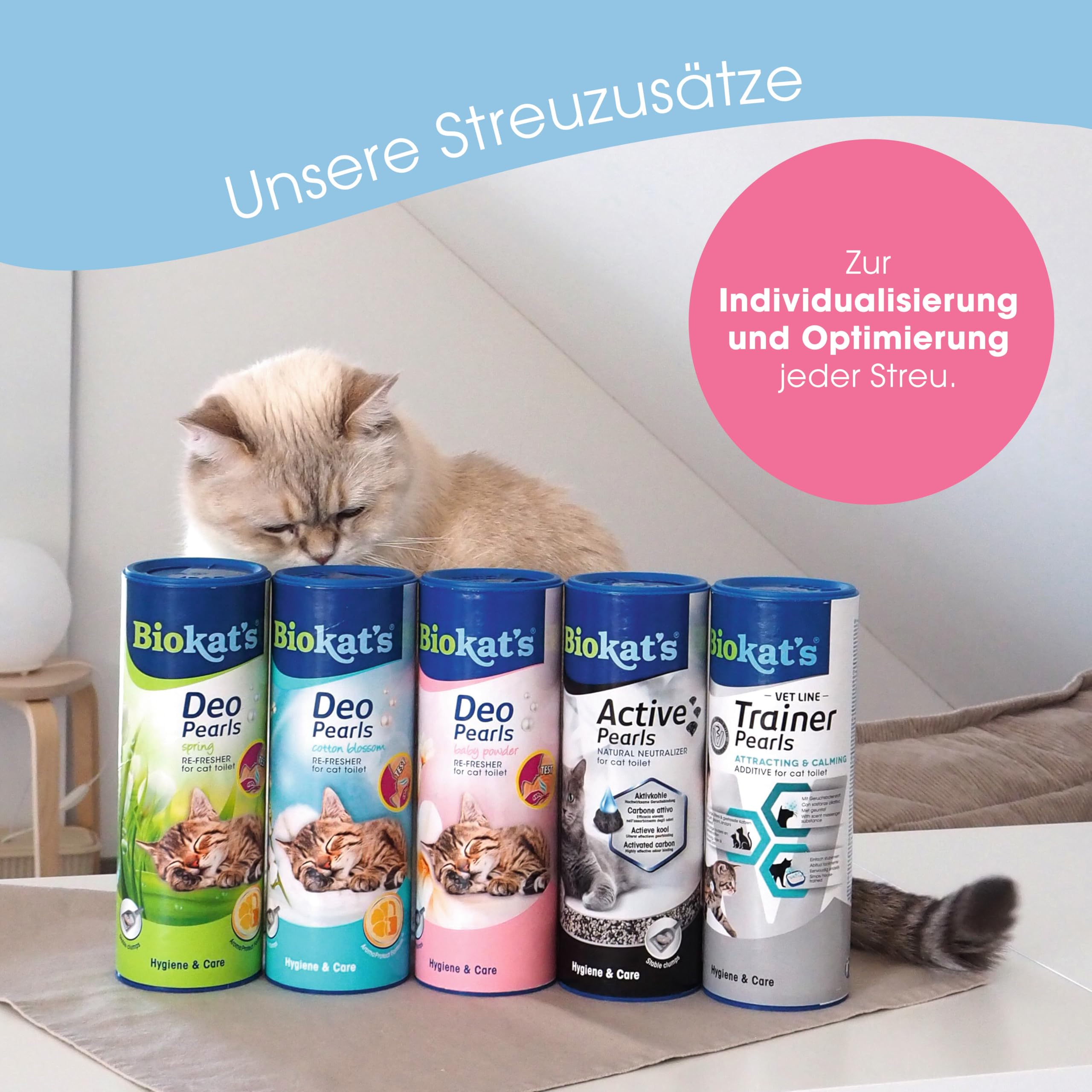 Biokat's Deo Pearls Baby Powder - Streuzusatz mit Duft für Frische und feste Klumpen in der Katzentoilette - 6 Dosen (6 x 700 g)