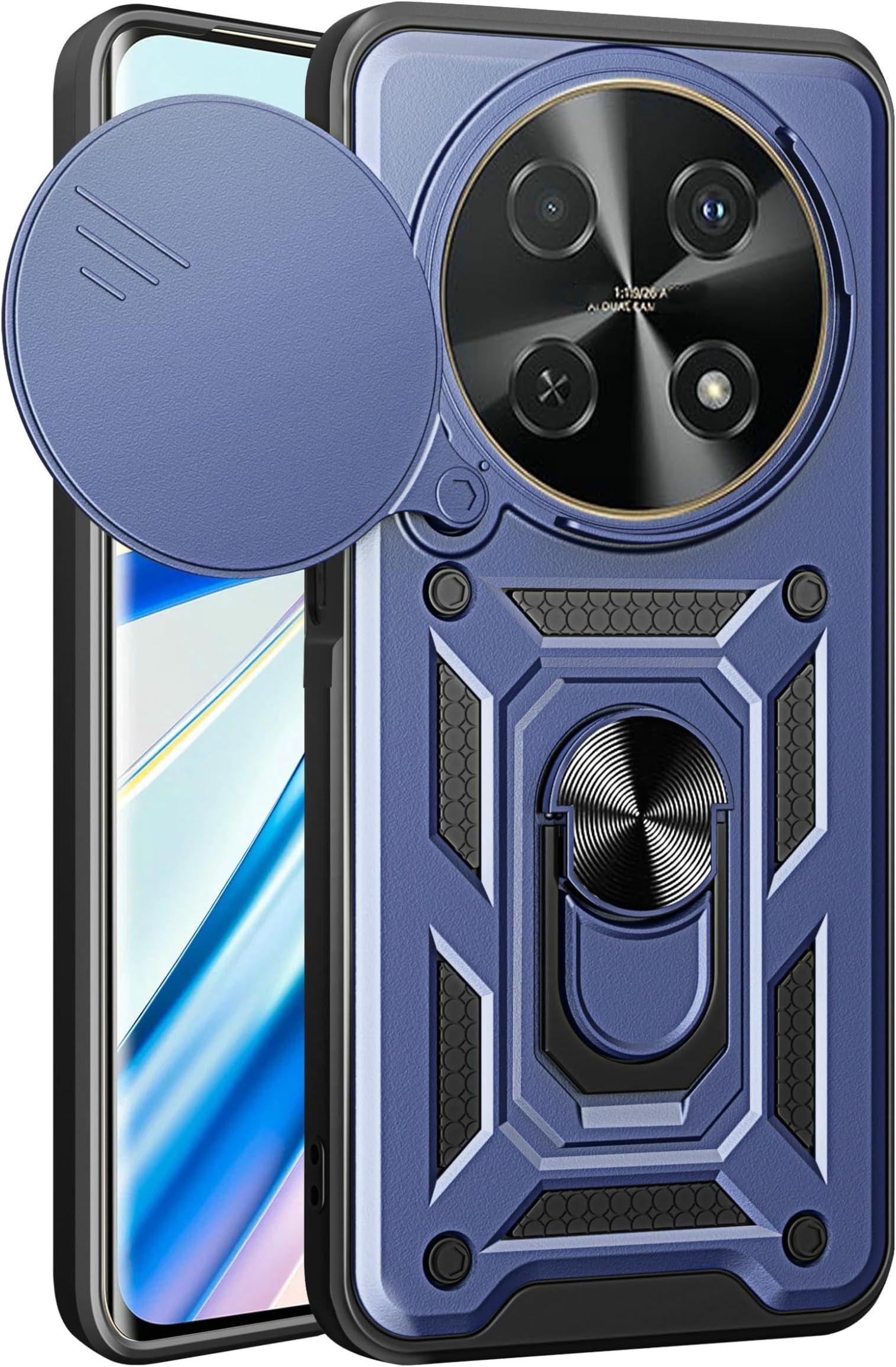 Compatible with Huawei nova 12i Case Cover,with Slide Camera Lens Cover Compatible with Huawei nova 12i 4G CTR-AL20 CTR-L81 / Enjoy 70 Pro Case Blue