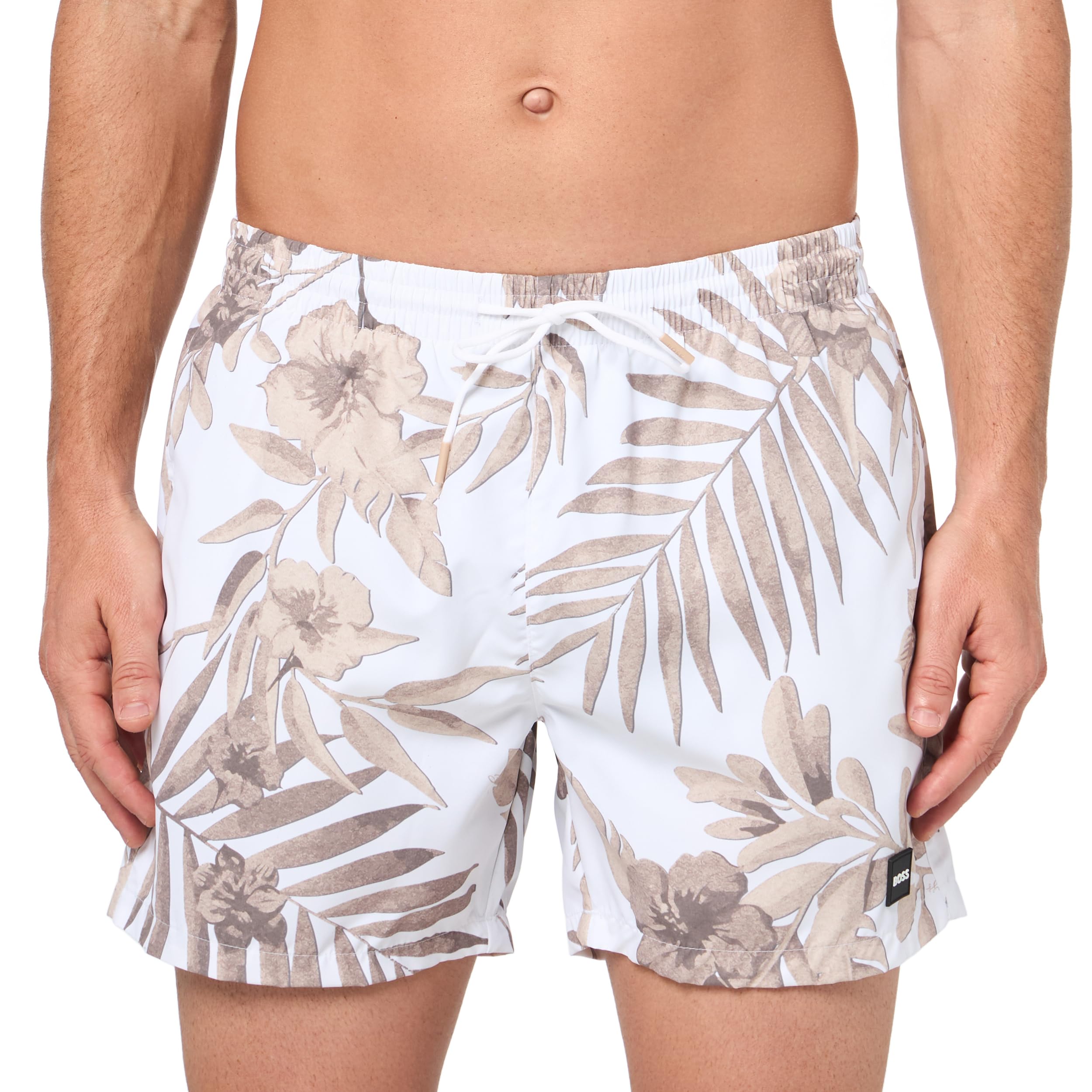 BOSS, Piranha Swim Trunks, Beige Flowers, L