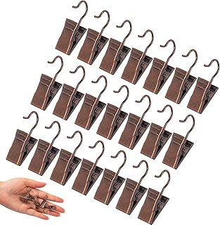 JANYUN 30 Pack Mini Heavy-Duty Hook Clip Set Curtain Clips for Photos Home Decoration Art Craft Display (Copper)