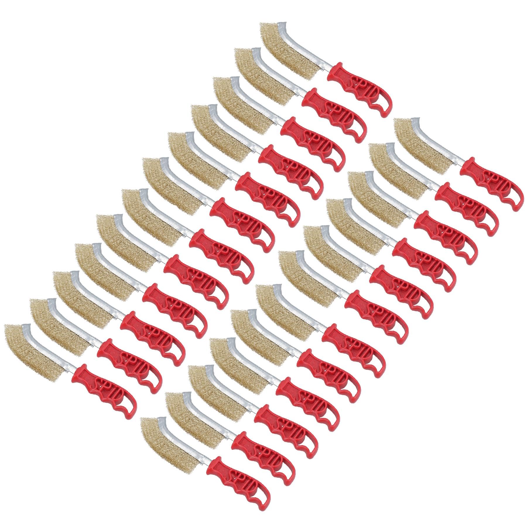 Italian Brass Coated Wire Spid Brush Rust Removal Cleaning Hand Brush 24 Pack