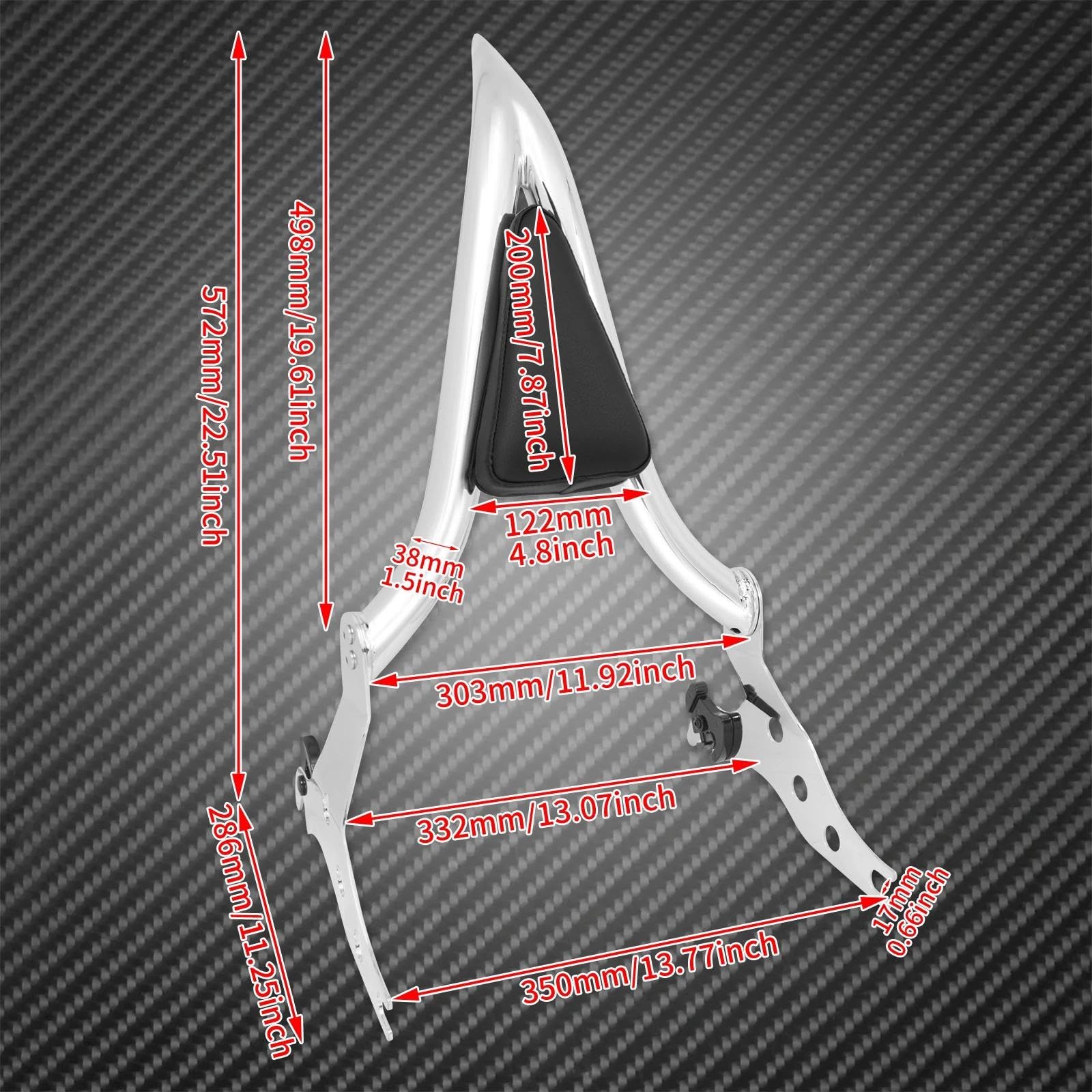 Moto Staccabile Posteriore Passeggero Schienale Sissy Bar Cromato per H&Arley Softail Breakout CVO PRO Street FXSE 2016-2017 Decorazione