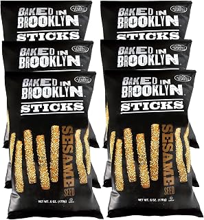 Baked in Brooklyn Sesame Breadsticks Certified Kosher 6 oz 6-Pack Crunchy Nutty Snacks
