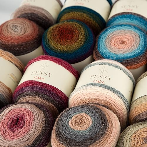 Miniatura 9 de Sensy Cake - Hilo multicolor para manualidades, 5.3 onzas, 525 yardas, para ganchillo y tejido, calibre 3 luz (564)
