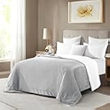 Mocassi Premium Ultra-Soft Flannel Fleece Sherpa Throw Blanket - Warm Cozy Reversible Plush Micromink Blanket for Couch, Bed and Sofa - Fluffy, Christmas Winter Bedding Gift, Twin XL, Silver Grey