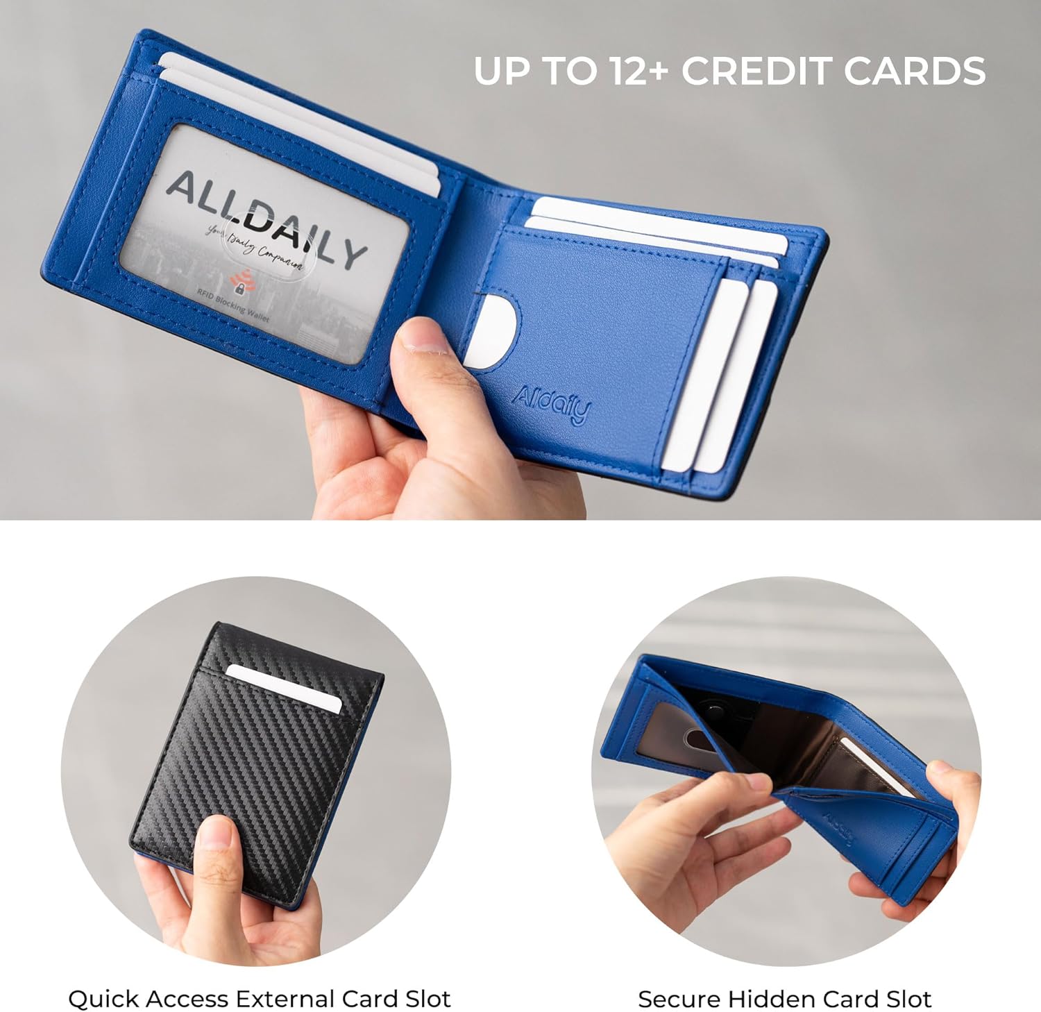 Alldaily Mens Wallet With AirTag Holder, Trackable Smart RFID Blocking Front Pocket Wallet, AirTag Not Included - Image 3