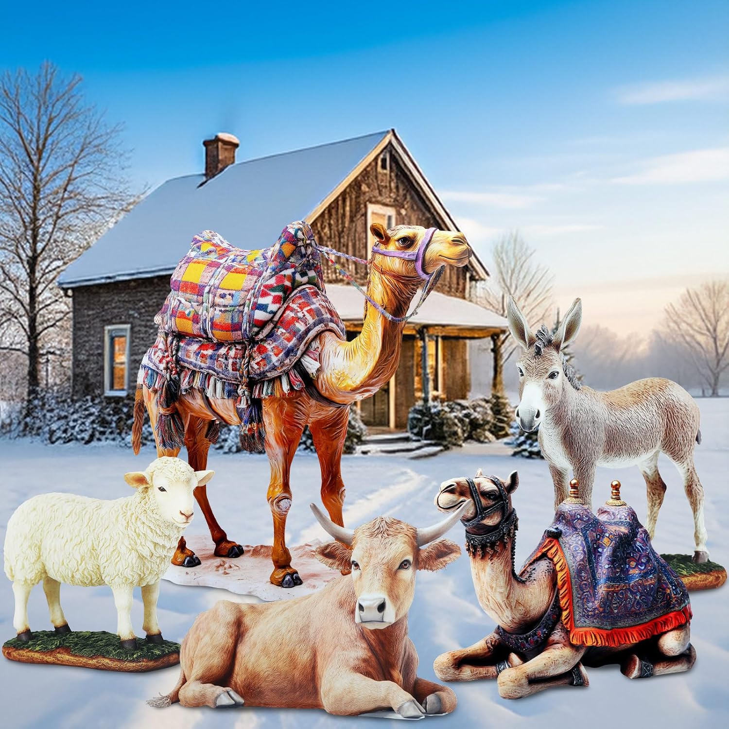 Amazon.com: Zonon 5 Pcs Outdoor Nativity Scene Animal Set Metal ...