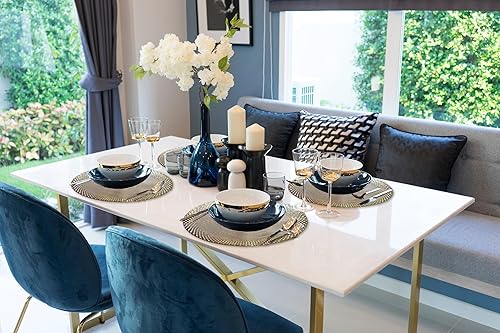 Miniatura 10 de Juego de 4 manteles individuales metálicos, fáciles de limpiar, lavables, decorativos para cocina y mesa de comedor, manteles redondos