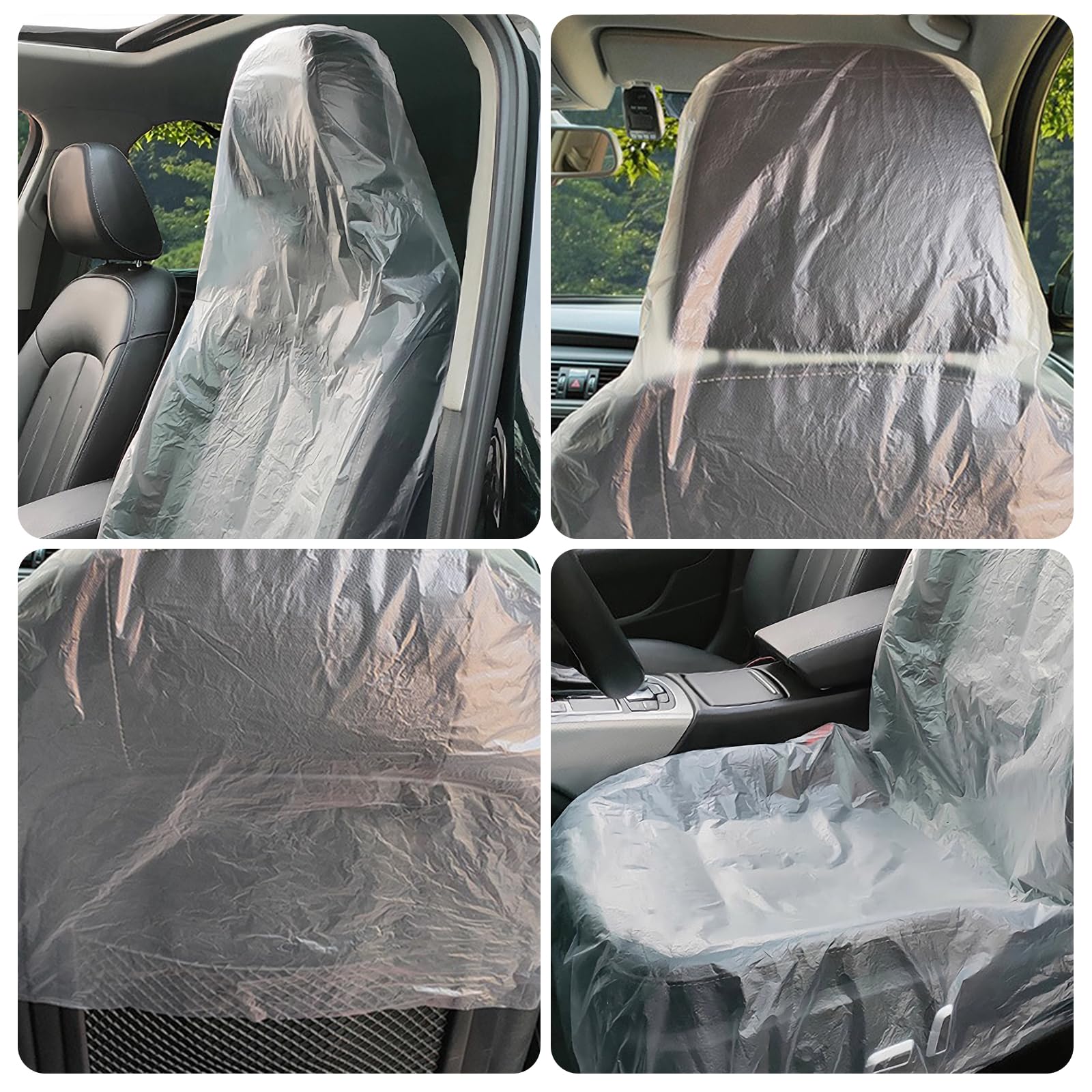 Lot de 100 Housses De Siège De Voiture Jetables en Plastique, 20 G Housse De Siège Voiture Jetables, Housse Plastique Jetable, Imperméables Transparente Housse pour Siège pour Protection Siège Auto