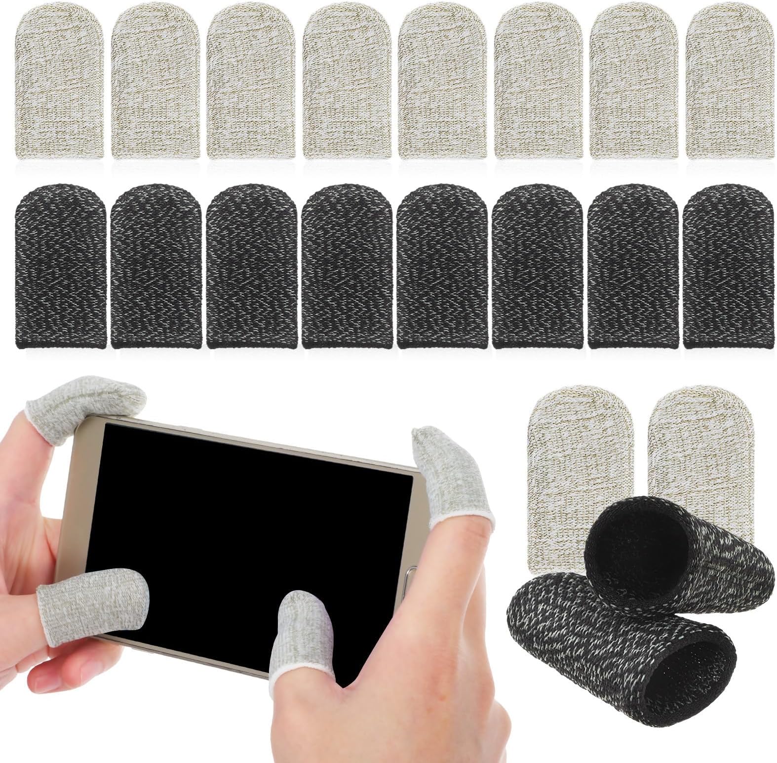 40 Pcs Gaming Finger Sleeves Finger Protector for Gamers Comfortable Good Flexibility Carbon Fiber Copper Fiber Mobile Phone Accessories for Gaming